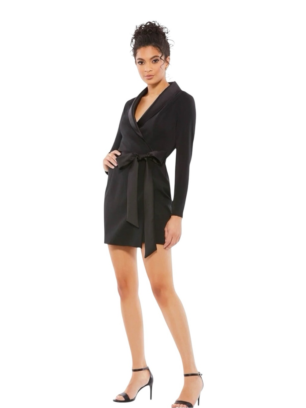 Ieena For Mac Duggal Short Tuxedo Dress Womens 4 Black Fully Lined Shawl Lapel